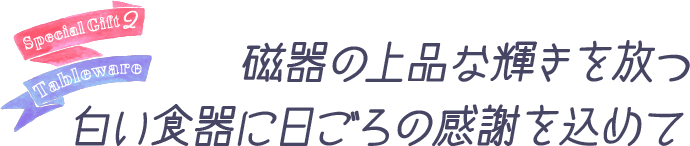 磁器の上品な輝きを放つ白い食器に日ごろの感謝を込めて